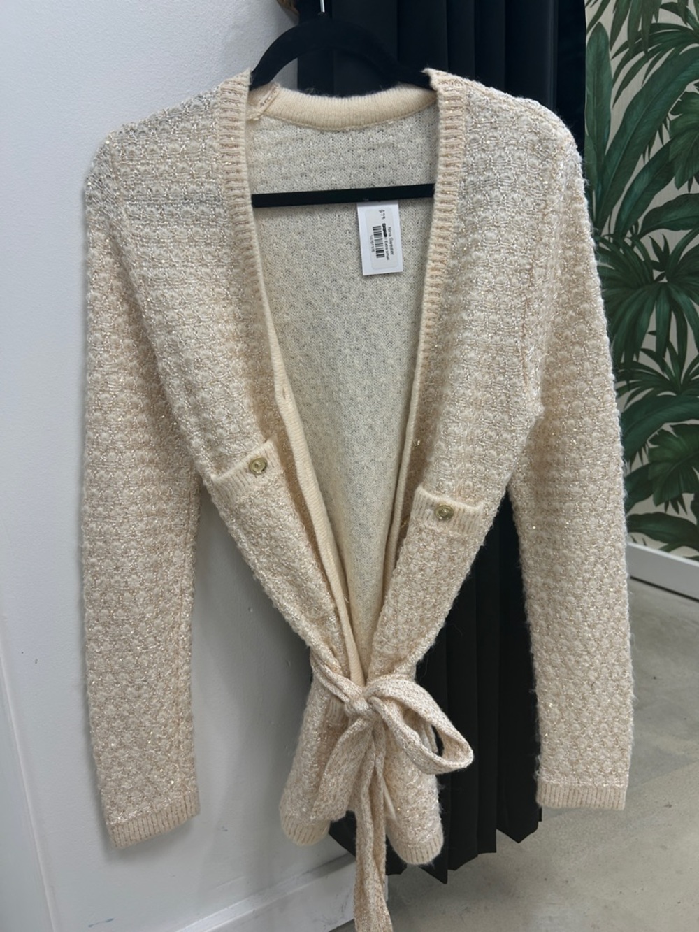 Cream Knit Tie-Front Women’s Sweater Cardigan